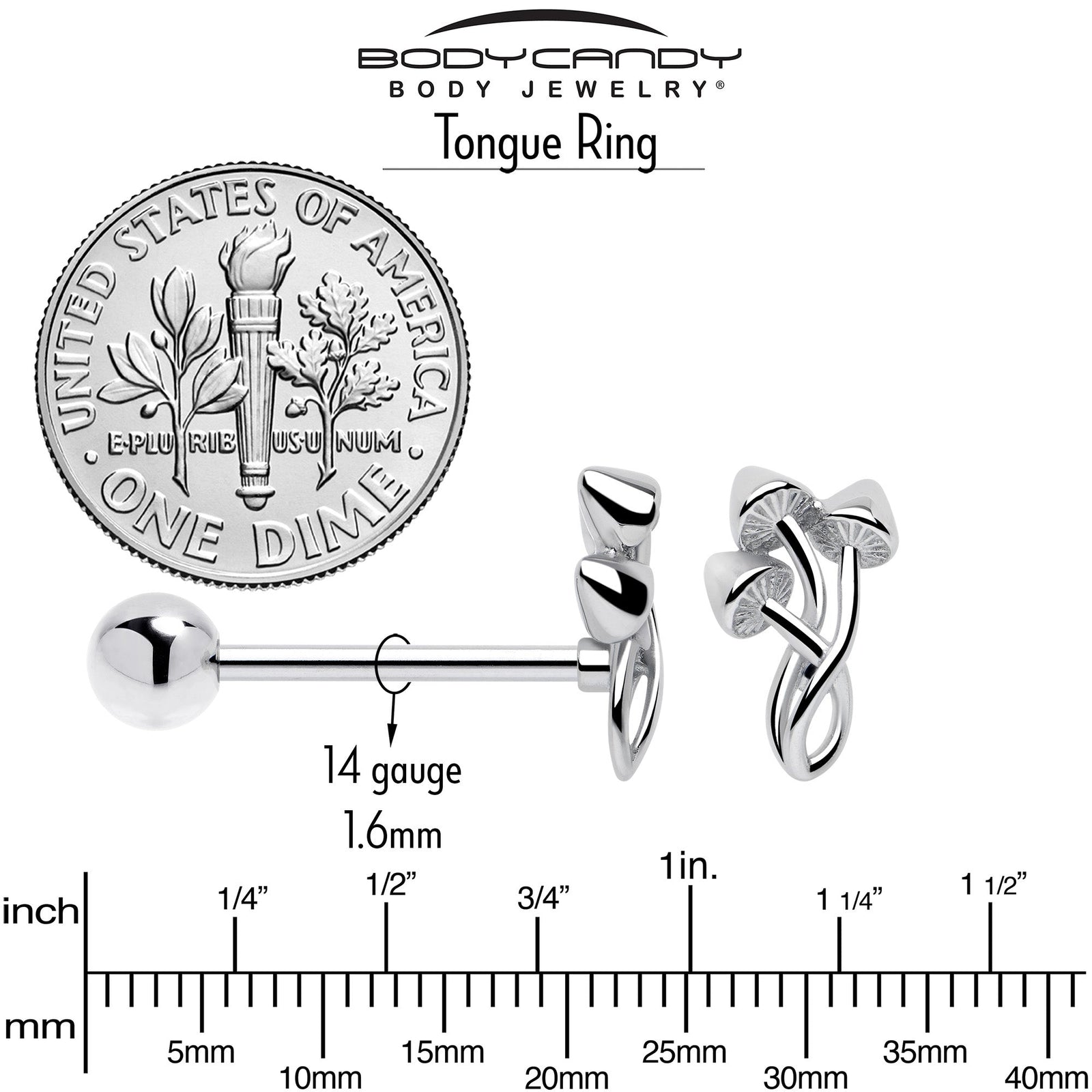 Trippy Mushroom Trio Barbell Tongue Ring