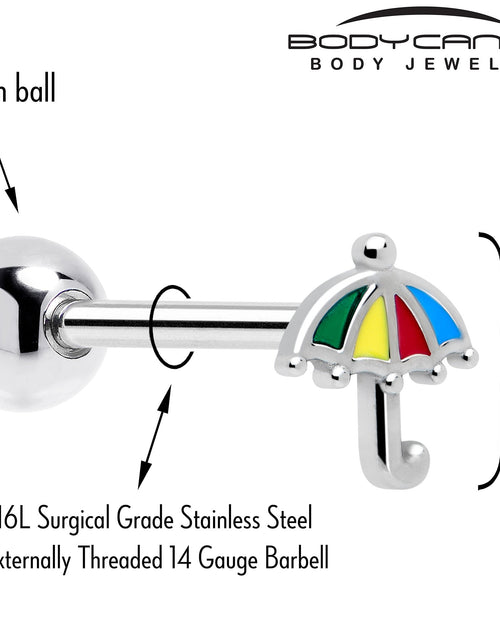 Load image into Gallery viewer, Colorful Umbrella Barbell Tongue Ring
