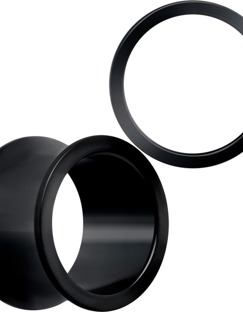 Load image into Gallery viewer, Black Hand Polished Double Flare Tunnel Plug Set 6mm to 25mm
