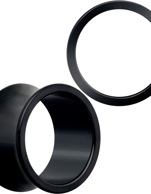 Load image into Gallery viewer, Black Hand Polished Double Flare Tunnel Plug Set 6mm to 25mm
