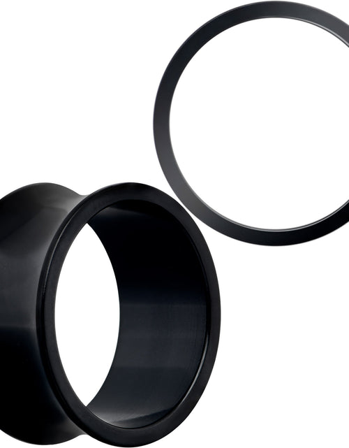 Load image into Gallery viewer, Black Hand Polished Double Flare Tunnel Plug Set 6mm to 25mm

