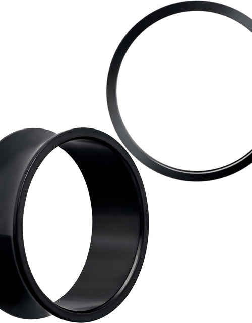 Load image into Gallery viewer, Black Hand Polished Double Flare Tunnel Plug Set 6mm to 25mm
