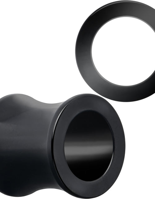Load image into Gallery viewer, Black Hand Polished Double Flare Tunnel Plug Set 6mm to 25mm
