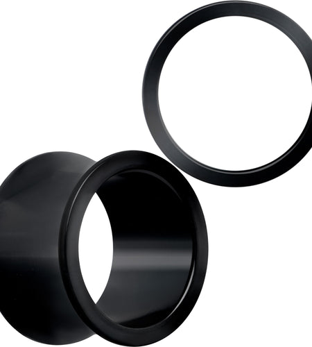 Black Hand Polished Double Flare Tunnel Plug Set 6mm to 25mm