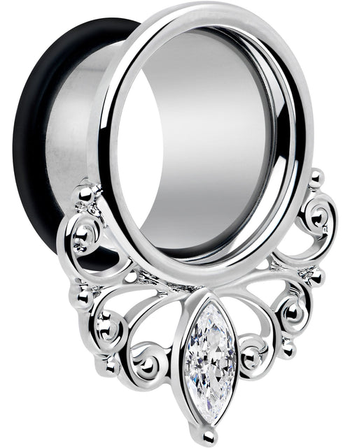 Load image into Gallery viewer, Clear Gem Drop Filigree Single Flare Tunnel Plug Set 6mm to 16mm
