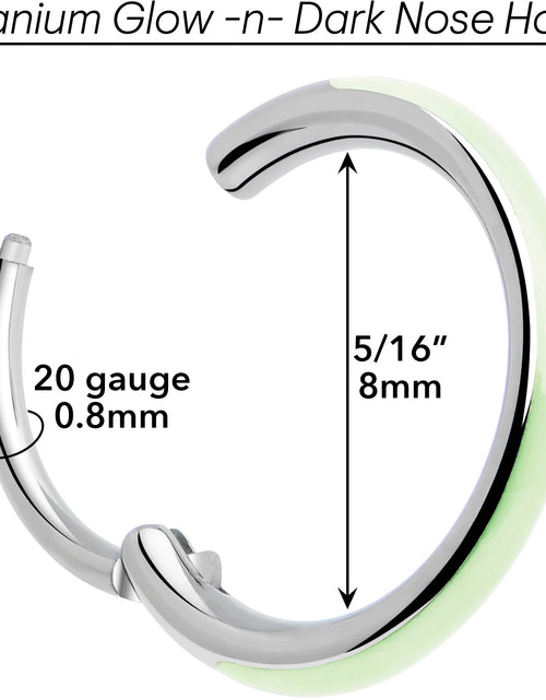 Load image into Gallery viewer, 20G Implant Grade Titanium  Glow in the Dark Hinged Segment Nose Hoop
