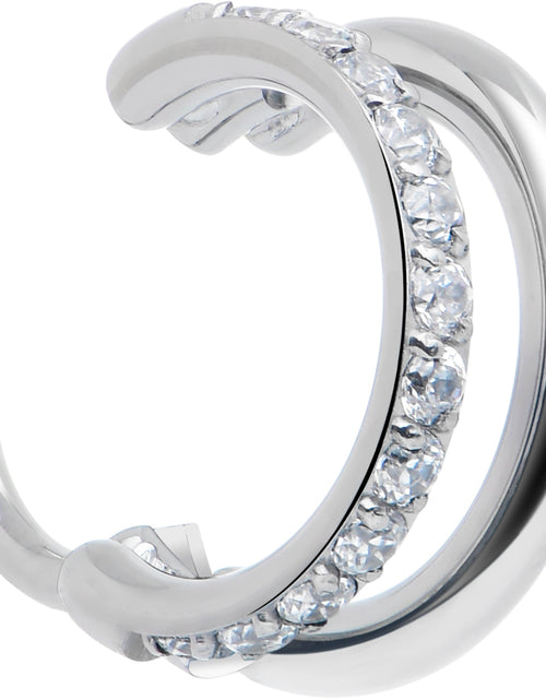 Load image into Gallery viewer, Single Row Micro Gem Implant Grade Titanium Hinged Double Hoop Nose Ring
