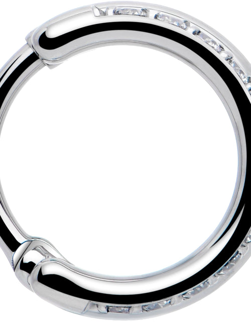 Load image into Gallery viewer, Single Row Micro Gem Implant Grade Titanium Hinged Double Hoop Nose Ring
