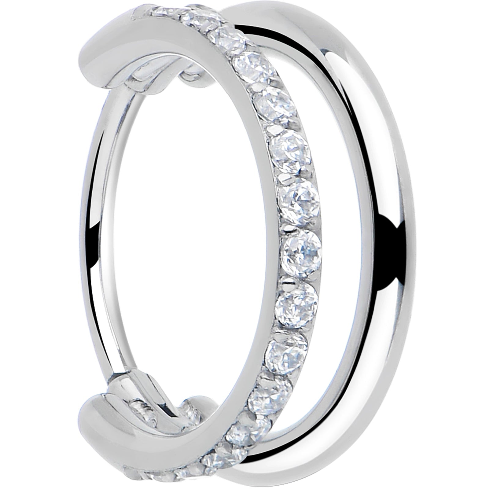 Single Row Micro Gem Implant Grade Titanium Hinged Double Hoop Nose Ring