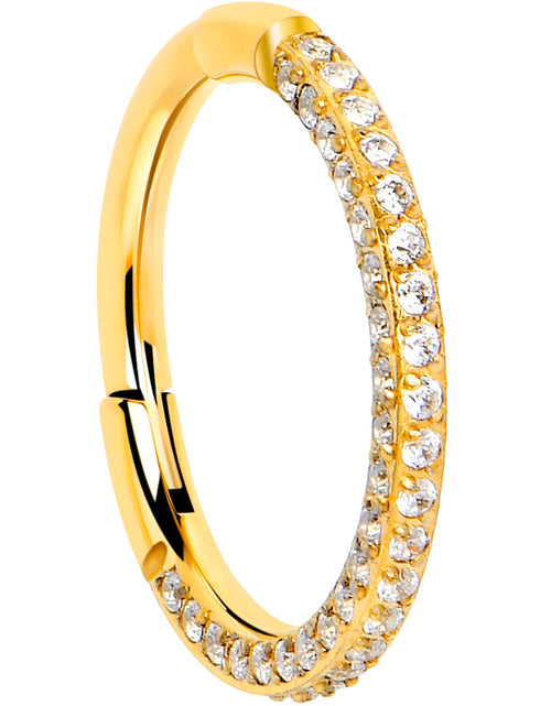 Load image into Gallery viewer, 18G Implant Grade Titanium Triple Sided Micro Gem Hinged Nose Hoop
