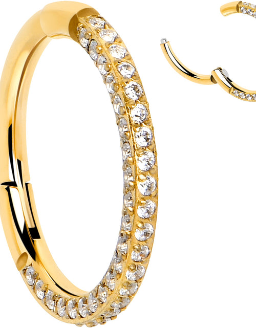 Load image into Gallery viewer, 18G Implant Grade Titanium Triple Sided Micro Gem Hinged Nose Hoop

