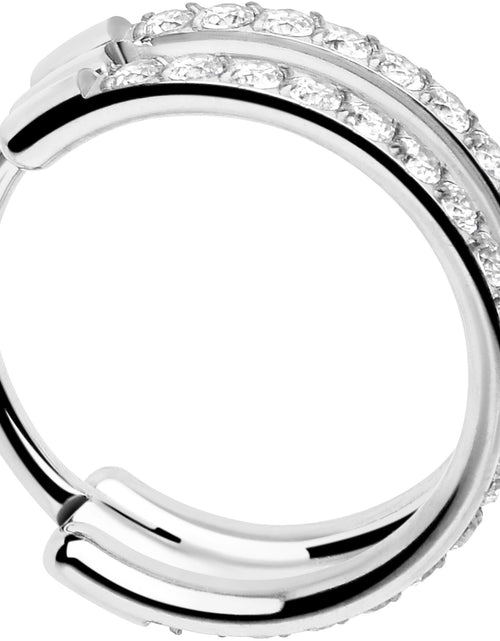 Load image into Gallery viewer, 20G Double Row Micro Gem Implant Grade Titanium Hinged Double Hoop Nose Ring
