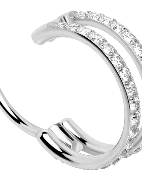 Load image into Gallery viewer, 20G Double Row Micro Gem Implant Grade Titanium Hinged Double Hoop Nose Ring
