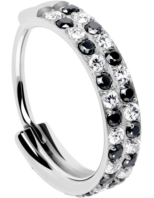Load image into Gallery viewer, 20G CZ Double Row Checkerboard Implant Grade Titanium Nose Hoop
