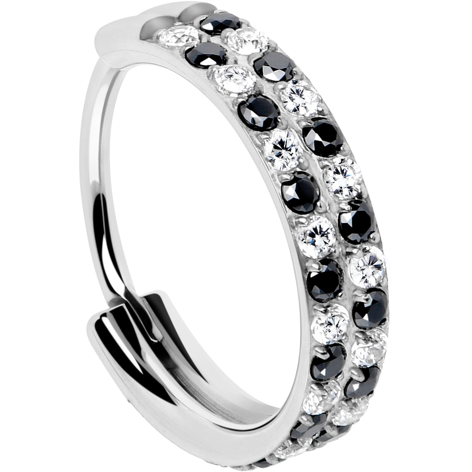 20G CZ Double Row Checkerboard Implant Grade Titanium Nose Hoop