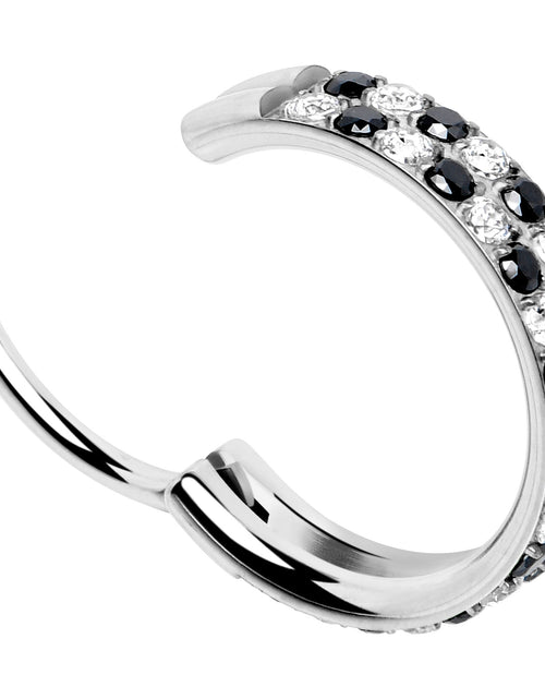 Load image into Gallery viewer, 20G CZ Double Row Checkerboard Implant Grade Titanium Nose Hoop
