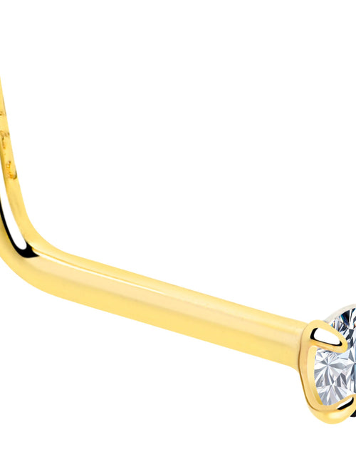 Load image into Gallery viewer, 20G Gold Plated 925 Sterling Silver 2mm CZ L-Shape Nose Ring
