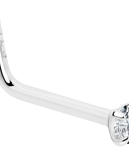 Load image into Gallery viewer, 20G Gold Plated 925 Sterling Silver 2mm CZ L-Shape Nose Ring
