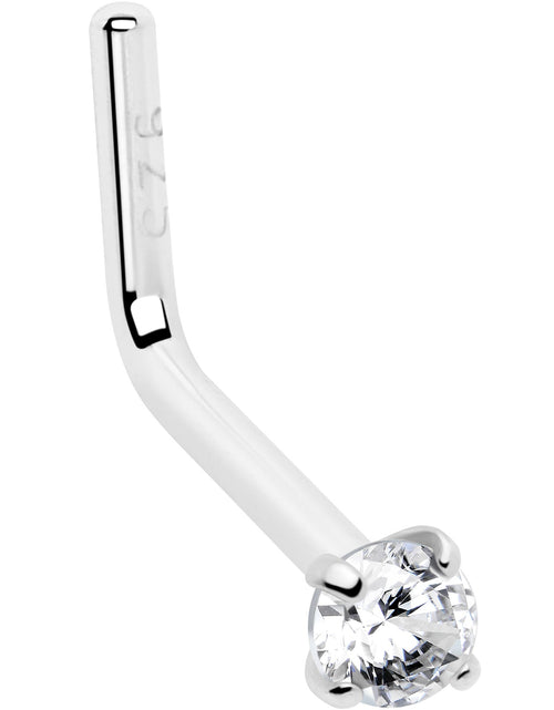Load image into Gallery viewer, 20G Gold Plated 925 Sterling Silver 2mm CZ L-Shape Nose Ring
