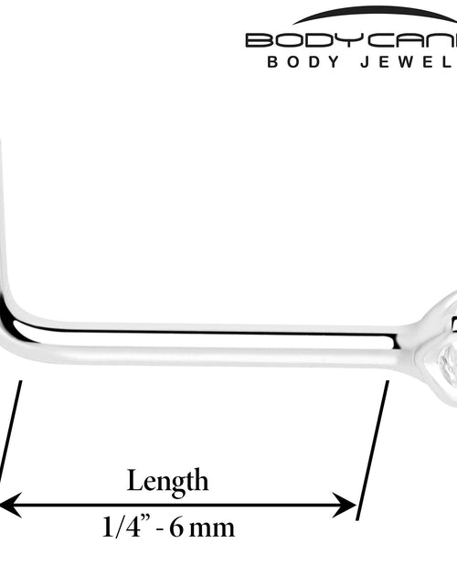 Load image into Gallery viewer, 20G Gold Plated 925 Sterling Silver 2mm CZ L-Shape Nose Ring

