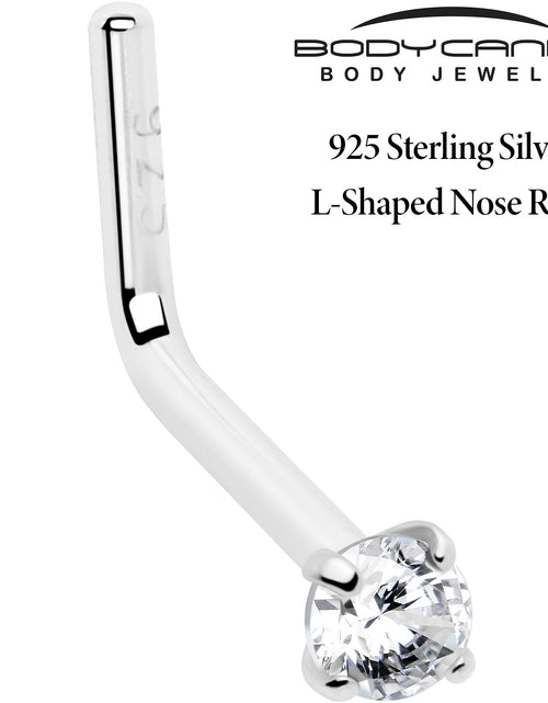 Load image into Gallery viewer, 20G Gold Plated 925 Sterling Silver 2mm CZ L-Shape Nose Ring
