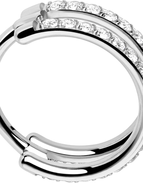 Load image into Gallery viewer, 18G Double Row Micro Gem Implant Grade Titanium Hinged Double Hoop Nose Ring
