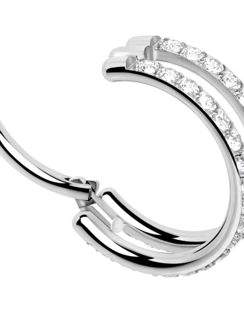 Load image into Gallery viewer, 18G Double Row Micro Gem Implant Grade Titanium Hinged Double Hoop Nose Ring
