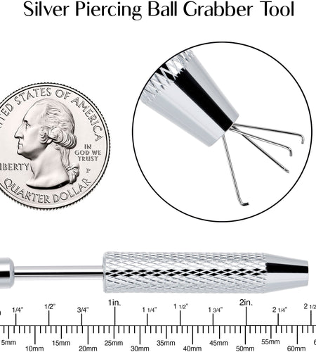Silver Piercing Ball Grabber Tool 2.48 Inch Length