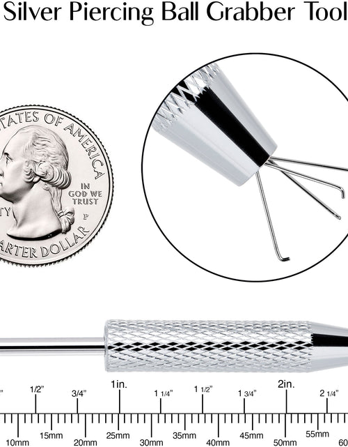 Load image into Gallery viewer, Silver Piercing Ball Grabber Tool 2.48 Inch Length
