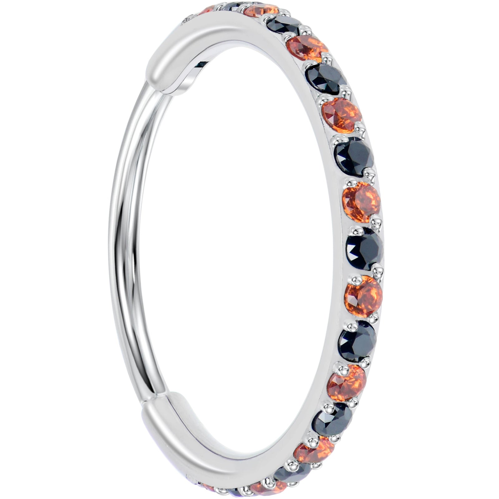 20G Micro Gem Titanium Hinged Nose Hoop - Black Orange Nose Ring