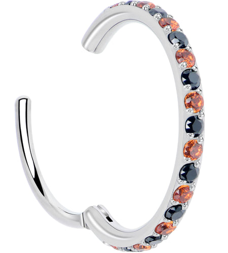 20G Micro Gem Titanium Hinged Nose Hoop - Black Orange Nose Ring