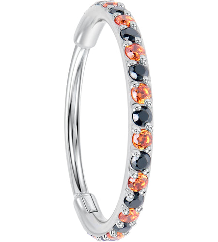20G Micro Gem Titanium Hinged Nose Hoop - Black Orange Nose Ring