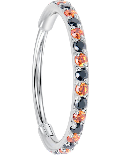 Load image into Gallery viewer, 20G Micro Gem Titanium Hinged Nose Hoop - Black Orange Nose Ring
