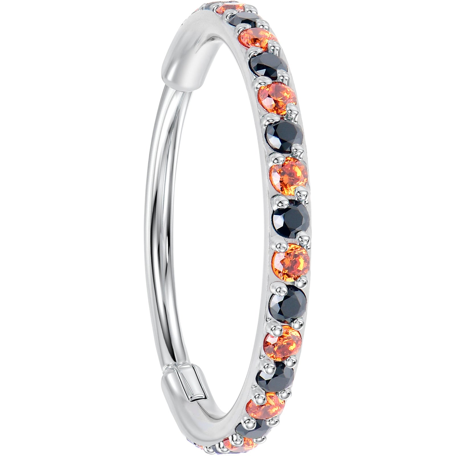 20G Micro Gem Titanium Hinged Nose Hoop - Black Orange Nose Ring