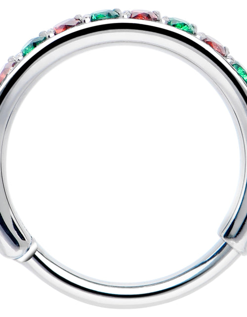 Load image into Gallery viewer, 20G Micro Gem Titanium Hinged Nose Hoop - Christmas Nose Ring
