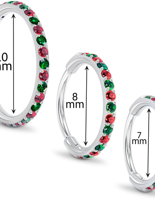 Load image into Gallery viewer, 20G Micro Gem Titanium Hinged Nose Hoop - Christmas Nose Ring
