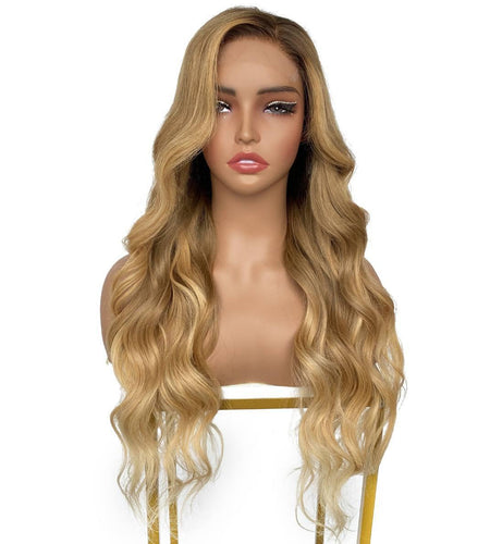 Honey Blonde Ombre Wavy 5x5 HD Lace 100% Human Hair Closure Wig