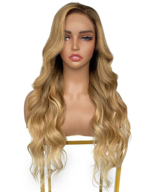 Load image into Gallery viewer, Honey Blonde Ombre Wavy 5x5 HD Lace 100% Human Hair Closure Wig
