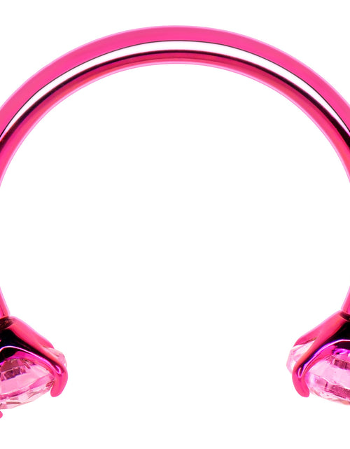 Load image into Gallery viewer, Pink Double Gem Horseshoe Nose Ring - Solid Titanium Anodized
