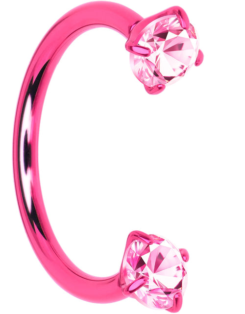Load image into Gallery viewer, Pink Double Gem Horseshoe Nose Ring - Solid Titanium Anodized
