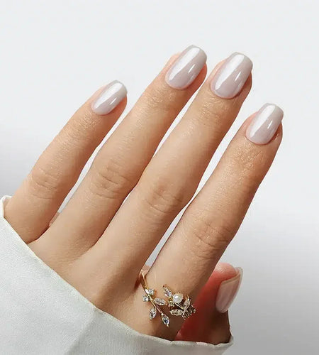 Classic Pearl White Short Square Nails - Press On Nails