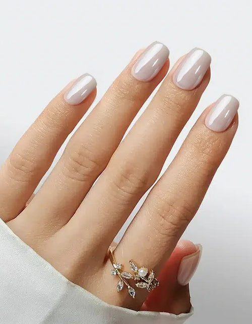 Load image into Gallery viewer, Classic Pearl White Short Square Nails - Press On Nails
