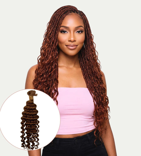 Auburn Deep Wave Bulk 100% Human Braiding Hair