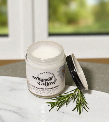 100% Grass Fed Whipped Tallow for Face, Hair, and Skin, Natural Tallow
