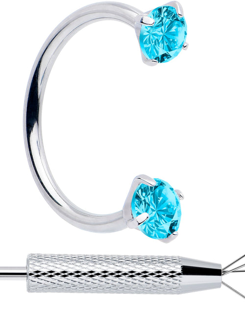 Load image into Gallery viewer, Double Gem Horseshoe Nose Ring Kit with Ball Grabber
