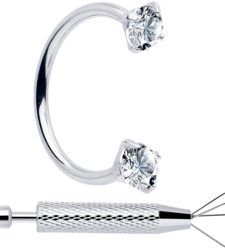 Double Gem Horseshoe Nose Ring Kit with Ball Grabber