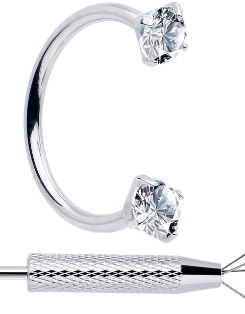 Load image into Gallery viewer, Double Gem Horseshoe Nose Ring Kit with Ball Grabber
