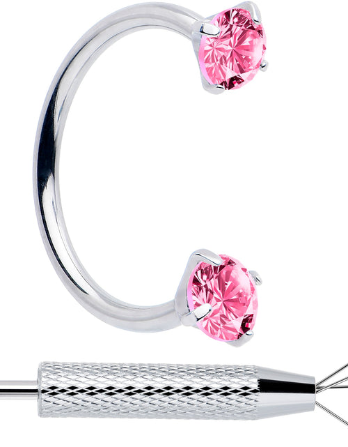 Load image into Gallery viewer, Double Gem Horseshoe Nose Ring Kit with Ball Grabber
