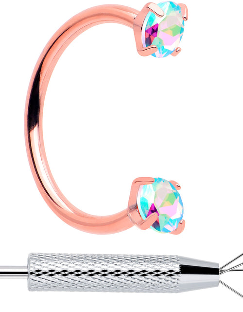 Load image into Gallery viewer, Double Gem Horseshoe Nose Ring Kit with Ball Grabber
