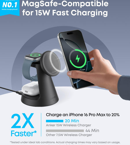 Anker MagGo Wireless Charging Station (3-in-1, Dock Stand)